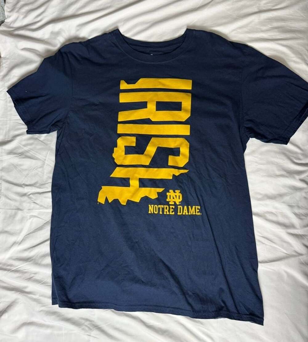 Fanatics Notre Dame Fighting Irish T-Shirt Size L Navy Blue NCAA